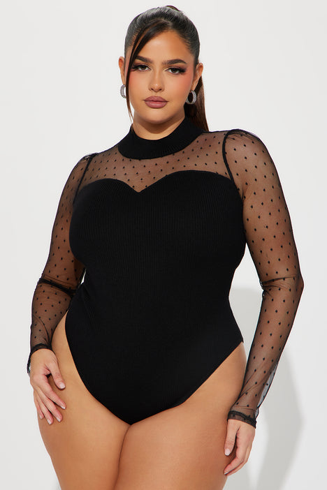 Ravenna Mesh Bodysuit - Black, Fashion Nova, Bodysuits