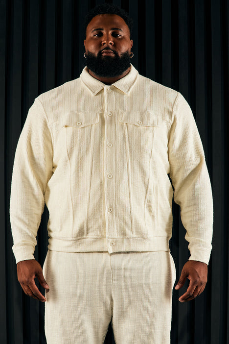 Dean Textured Trucker Jacket Cream Fashion Nova Mens Jackets