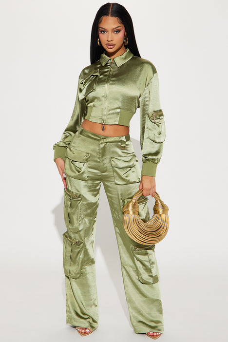 Showing Off Cargo Pant Set Olive Fashion Nova Matching Sets