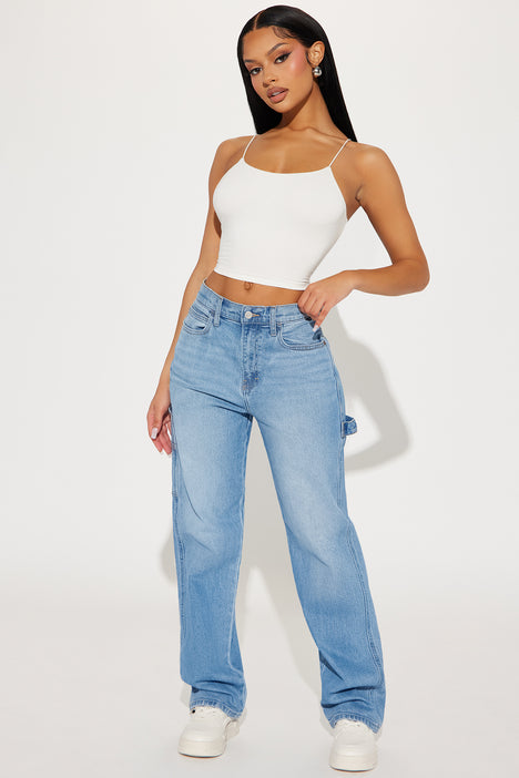 Unspoken Rule Utility Straight Leg Jeans Medium Wash