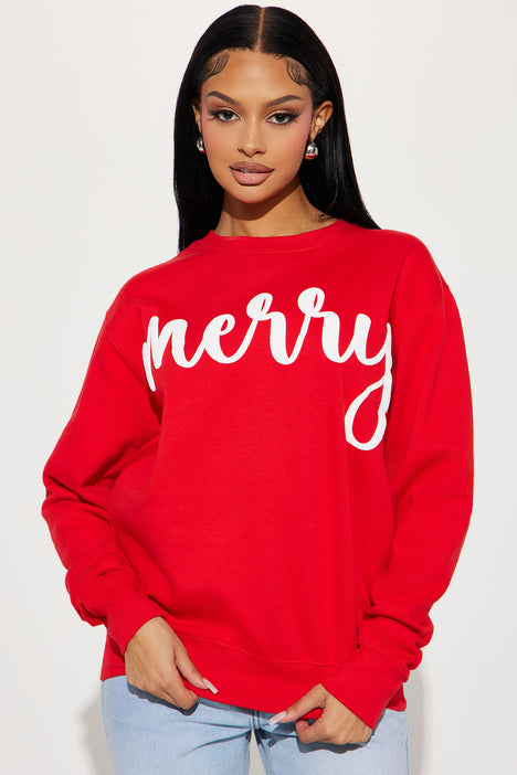 Red merry sweatshirt hotsell
