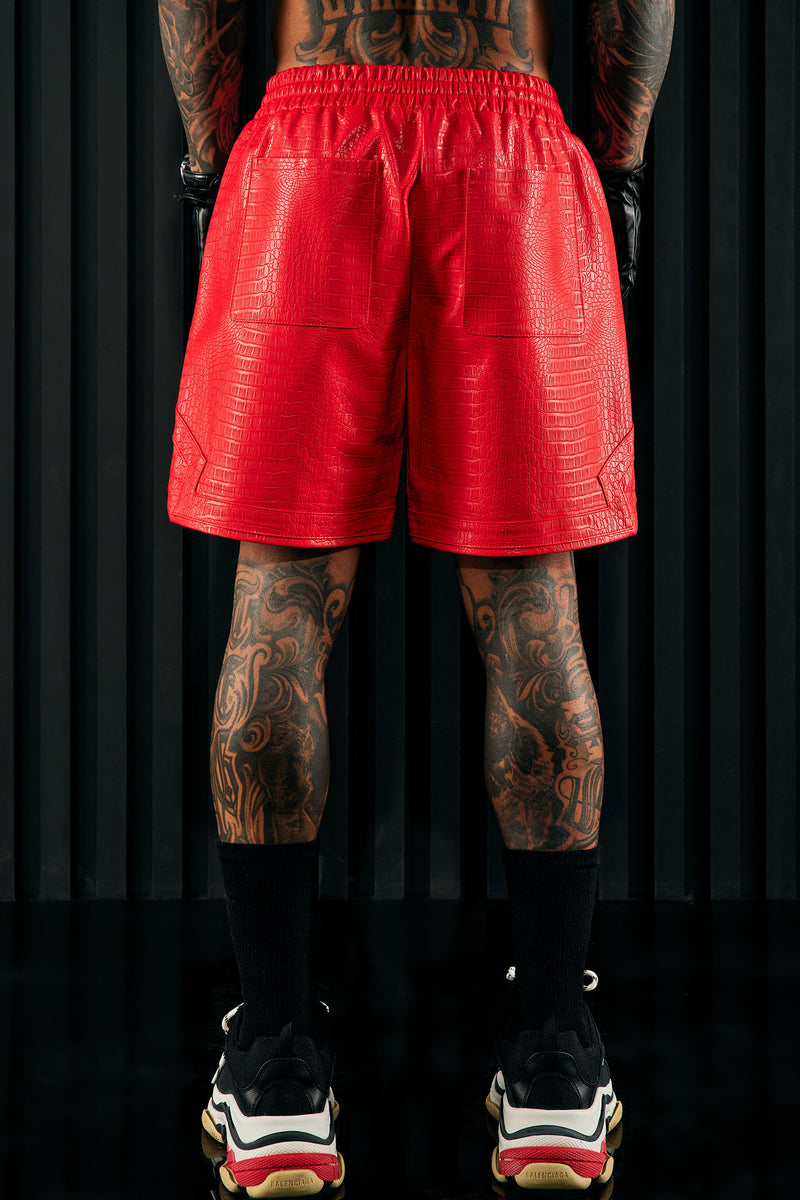 Gotta Run Faux Croc Leather Basketball Shorts - Red | Fashion Nova