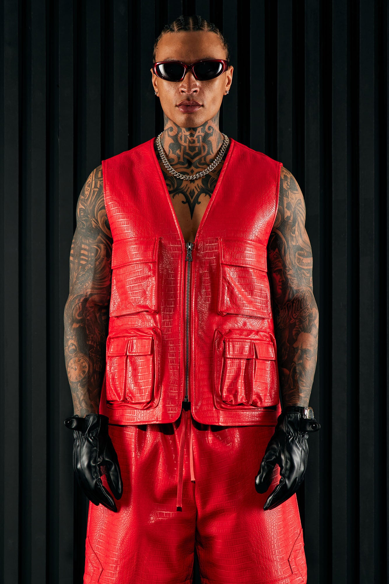 Crocodile leather vest hot sale