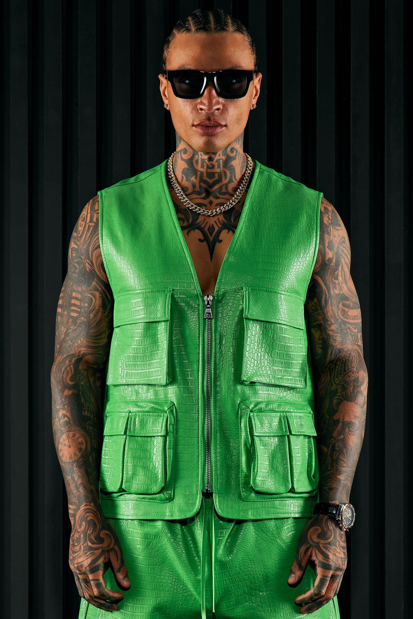 Crocodile leather vest sale