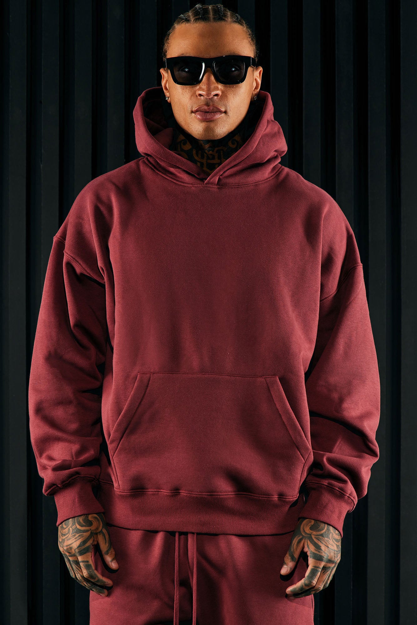 Tyson Oversized Heavyweight Hoodie Burgundy