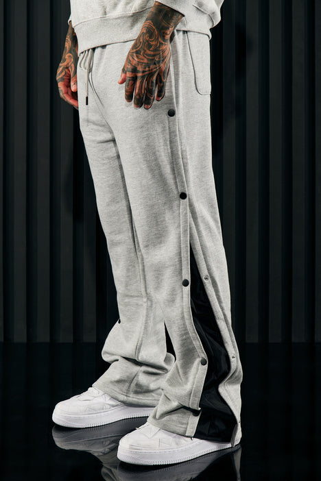 Tyson Snap Straight Sweatpant Heather Grey Fashion Nova Mens