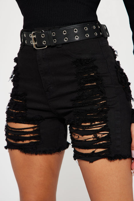 Distressed bermuda new arrivals shorts black