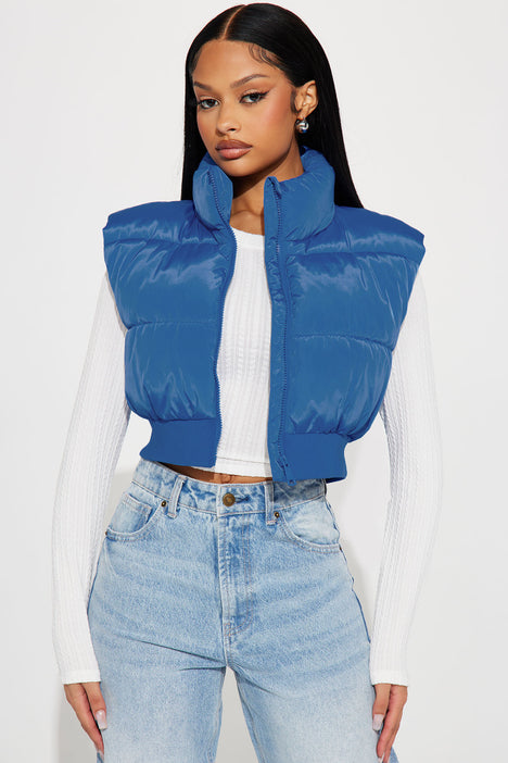 Royal blue puffer new arrivals vest