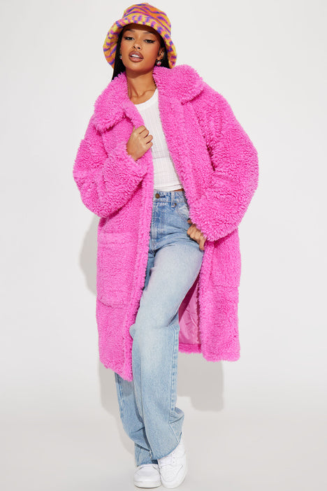 Pink sherpa shop coat