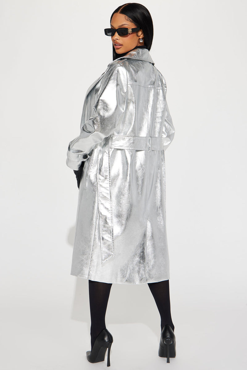 Future So Bright Metallic Trench Coat - Silver | Fashion Nova, Jackets ...
