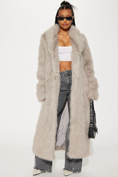 Charcoal faux hotsell fur coat