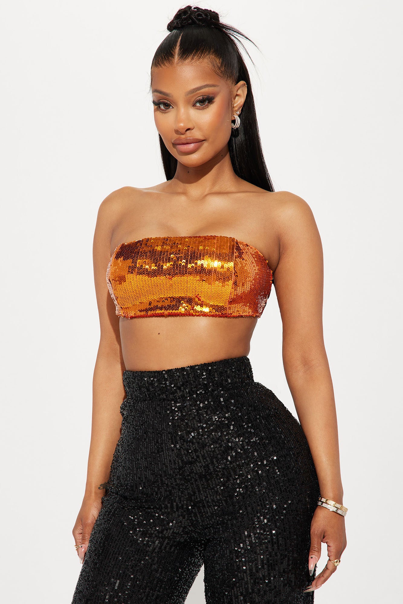 Black and hot sale gold sequin top