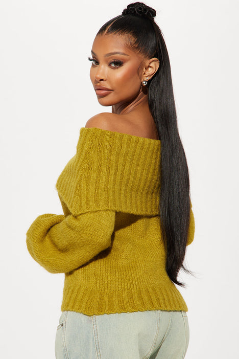 Off shoulder yellow sweater hot sale