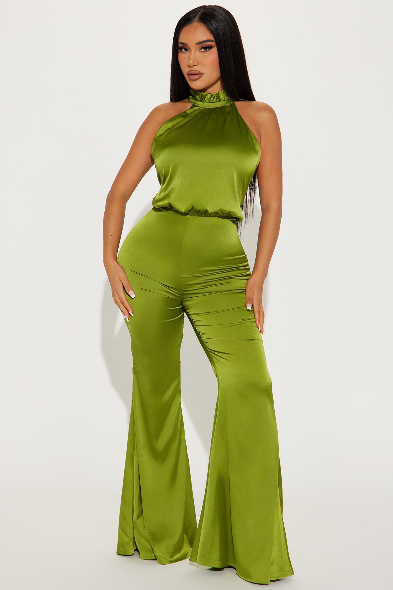All I Ever Wanted Satin Jumpsuit - Chartreuse