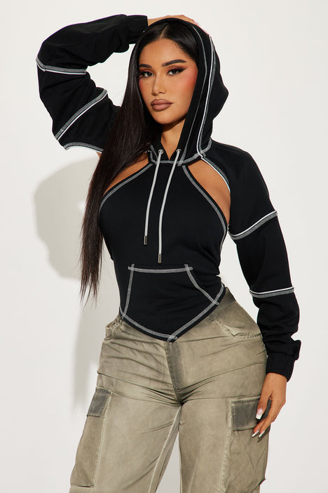 Cut out top hoodie fashion nova