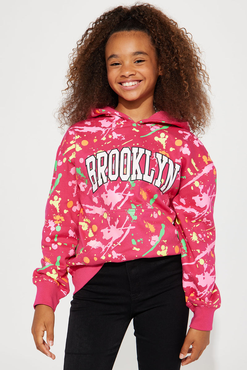 Mini Brooklyn Splatter Fleece Hoodie - Fuchsia | Fashion Nova, Kids ...