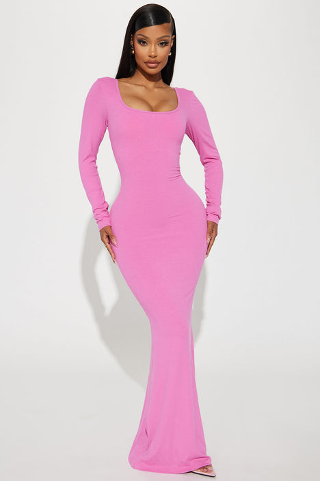 Fashion nova best sale long pink dress
