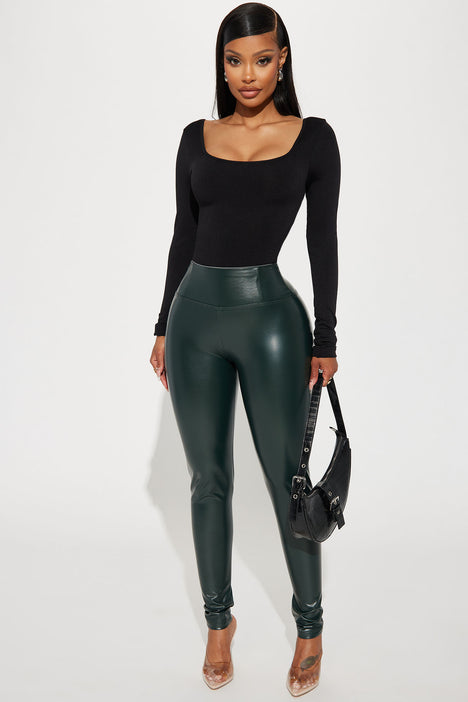 Buy Green Faux Leather Leggings 16, Leggings