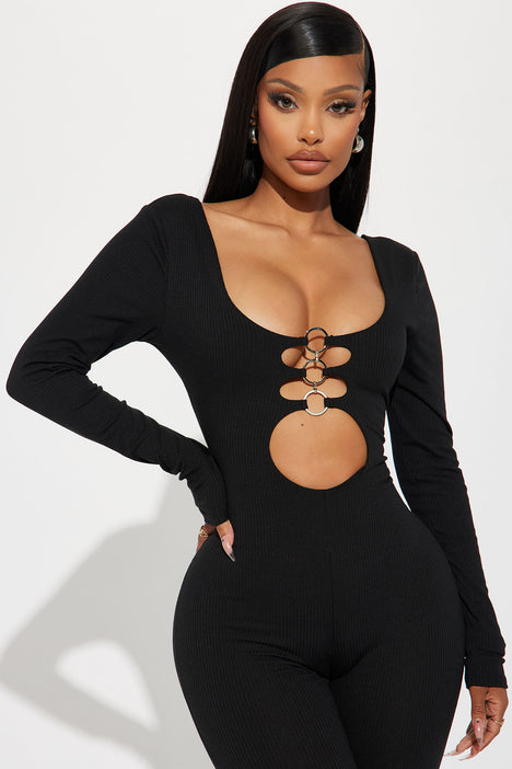 Ring Me Up Long Sleeve Jumpsuit Black Fashion Nova Jumpsuits