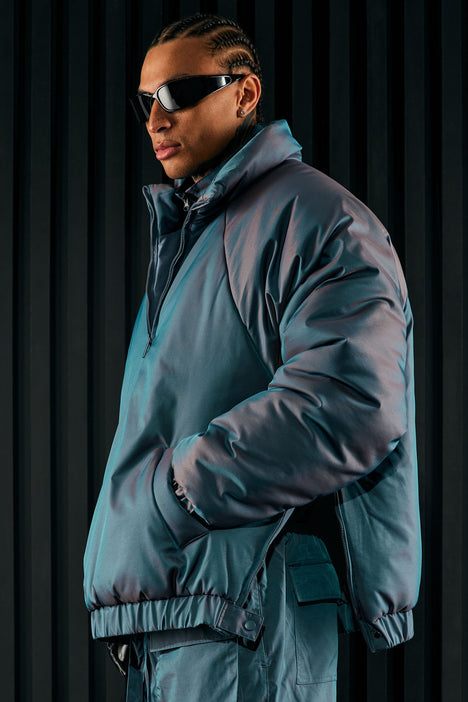 Mens iridescent puffer jacket clearance