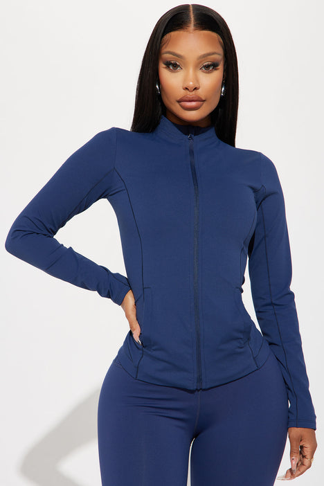 Get Right Active Jacket Navy Fashion Nova Nova Sport