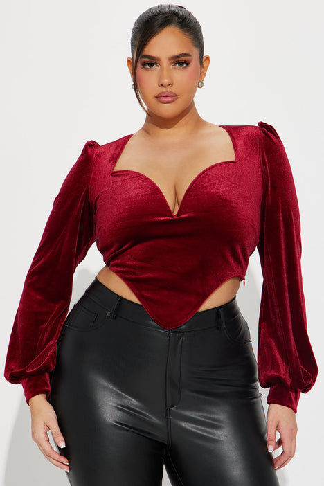 Plus size outlet red velvet top