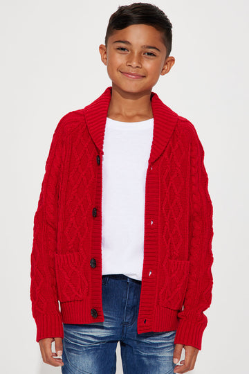 Boys top red cardigan