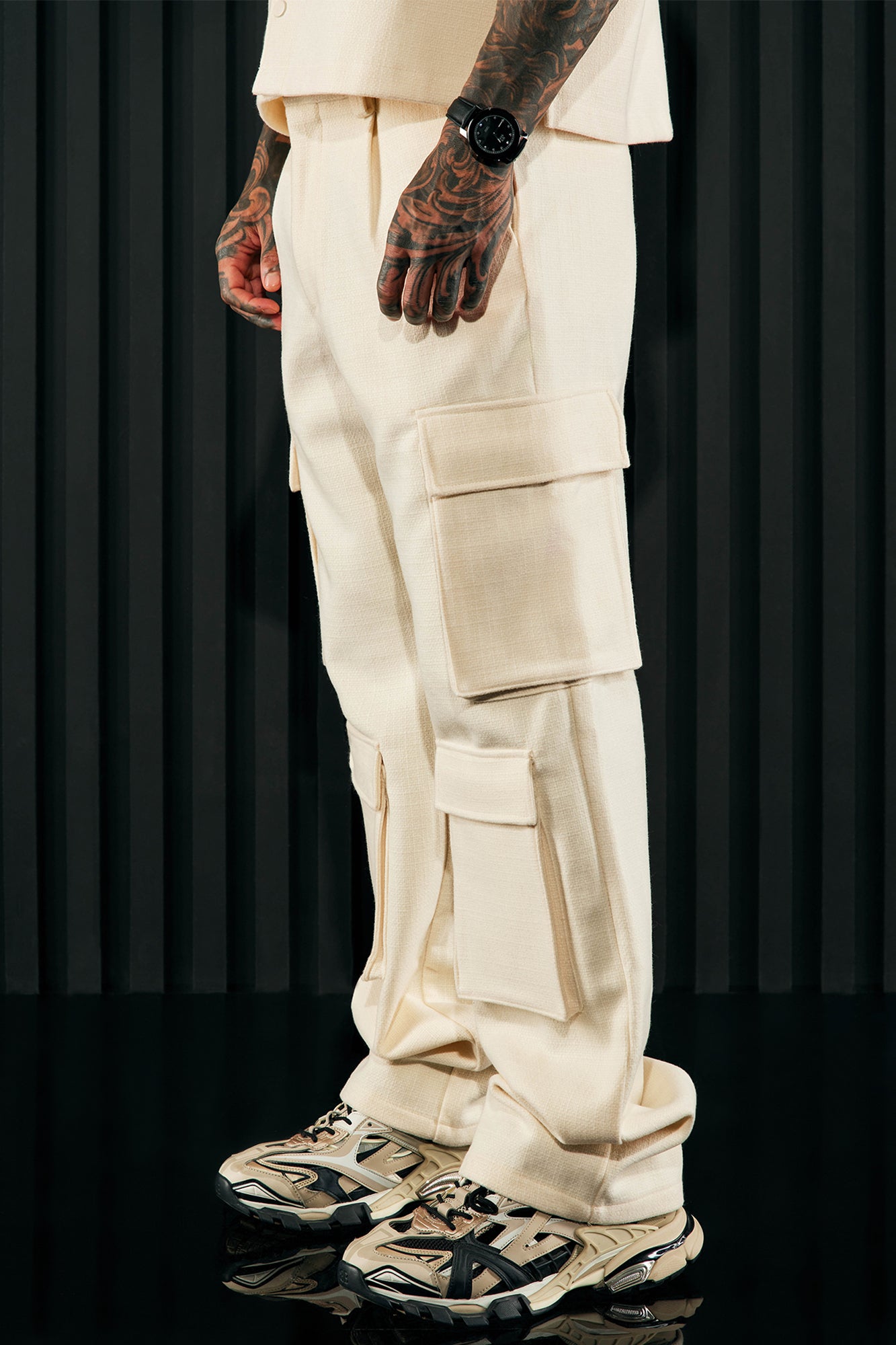 Cream utility trousers best sale