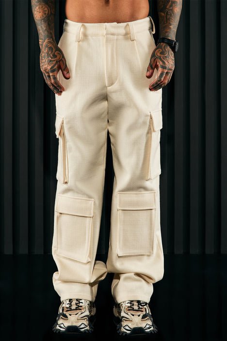 Cream cargo trousers top