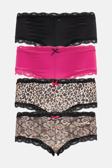 Wildly In Love 4 Pack Panties Pack - Fuchsia/combo, Fashion Nova, Lingerie  & Sleepwear