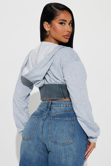 Autumn Favorite Corset Hoodie Heather Grey