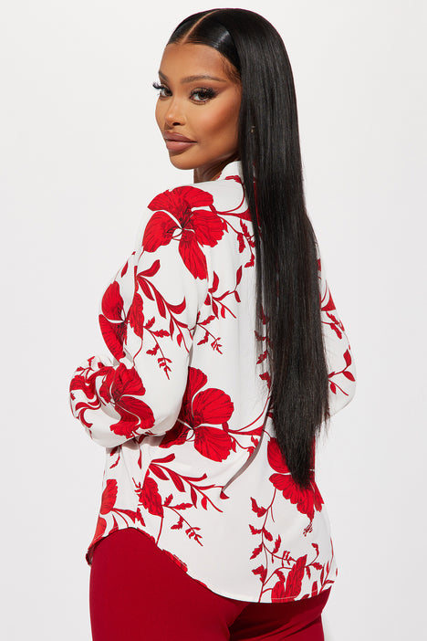 White hotsell floral blouse