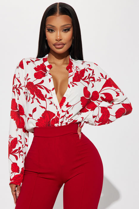 Floral Emotions Top White Combo Fashion Nova Shirts Blouses