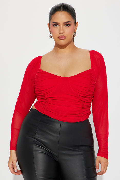 Plus size sale red mesh top