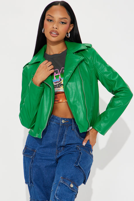 End Of The Road Faux Leather Jacket - Kelly Green | Fashion Nova