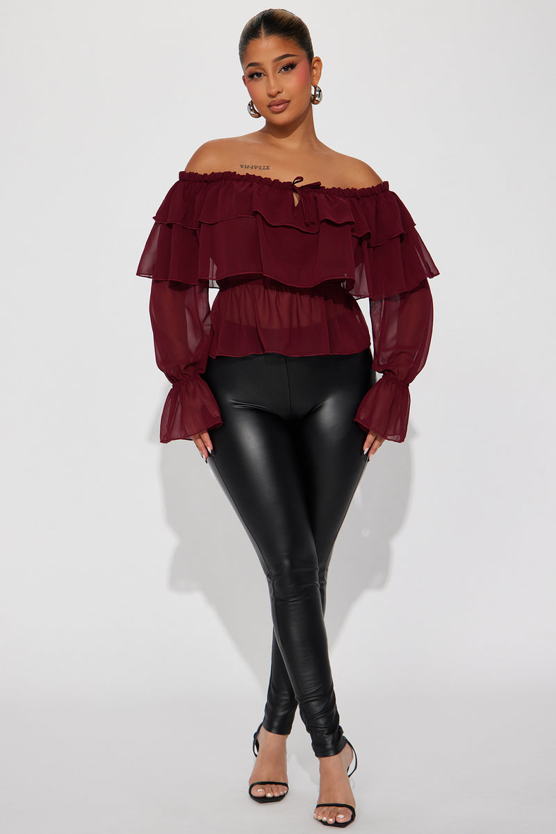 Cambria Blouse Top Wine Fashion Nova, Shirts & Blouses Fashion Nova