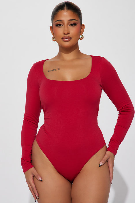 Bailey Long Sleeve Bodysuit - Red