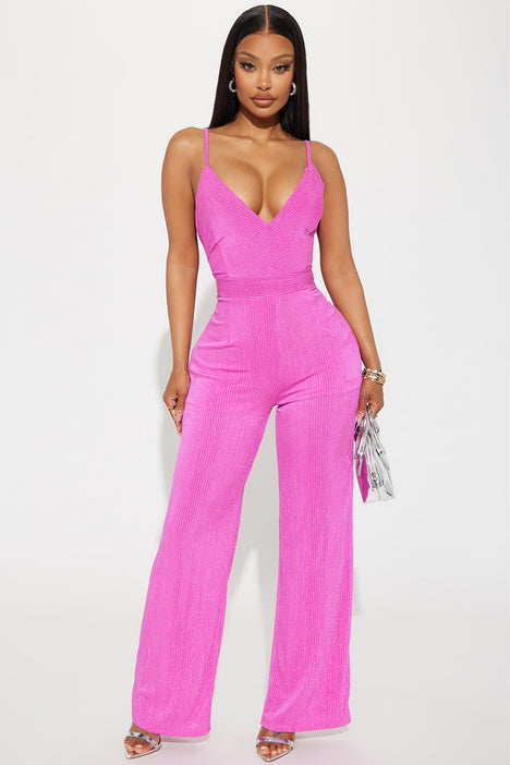 Fantasy Sparkle Jumpsuit Hot Pink