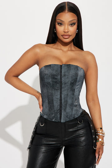 My Way Washed Faux Leather Corset Top - Brown, Fashion Nova, Shirts &  Blouses