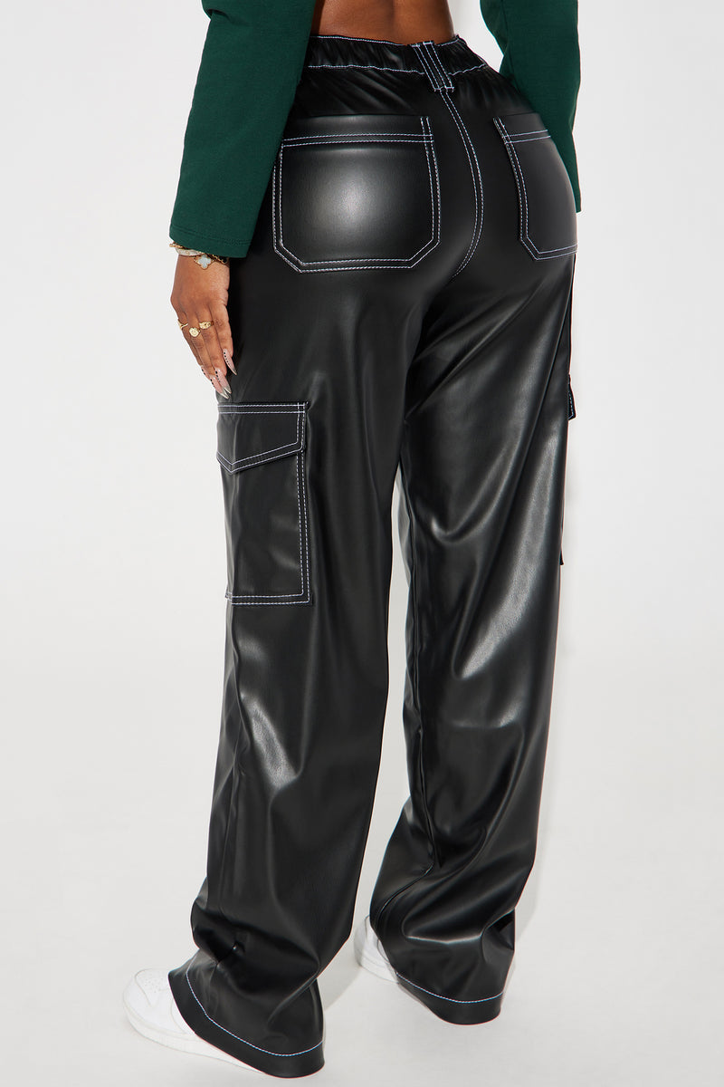 Jayla Faux Leather Cargo Pant - Black | Fashion Nova, Pants | Fashion Nova