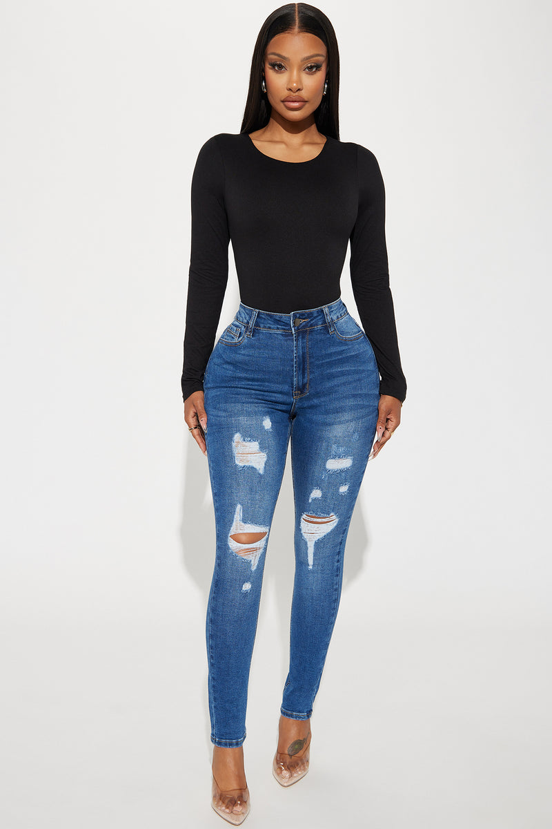 Bea Ripped Booty Lifter Skinny Jeans - Medium Wash | Fashion Nova ...