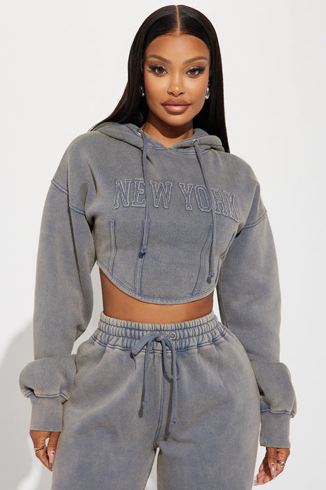 New York Hustle Washed Hoodie Grey combo Fashion Nova Screens