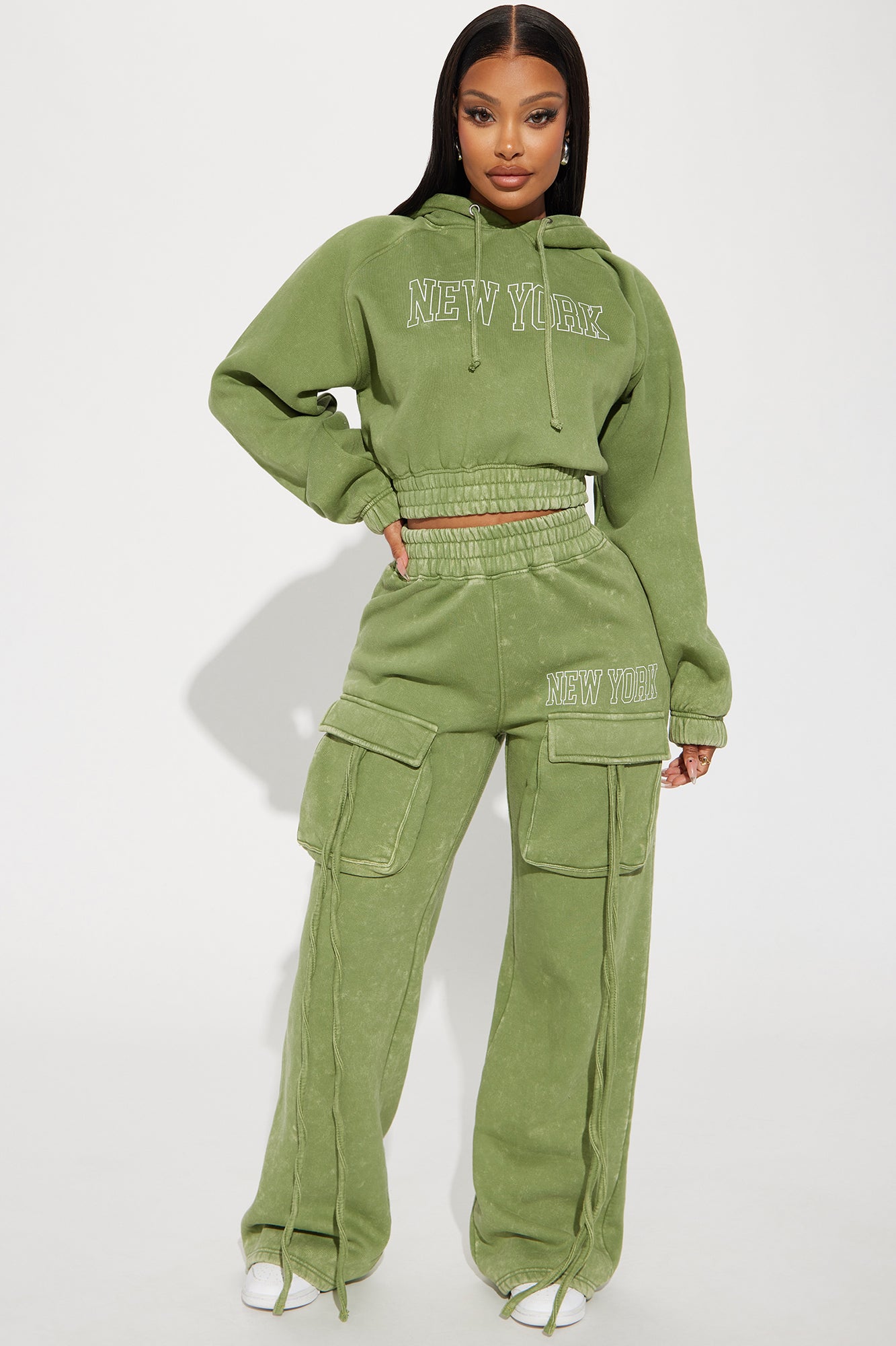 New York Vibes Washed Cargo Sweatpants - Green/combo, Fashion Nova,  Screens Tops and Bottoms