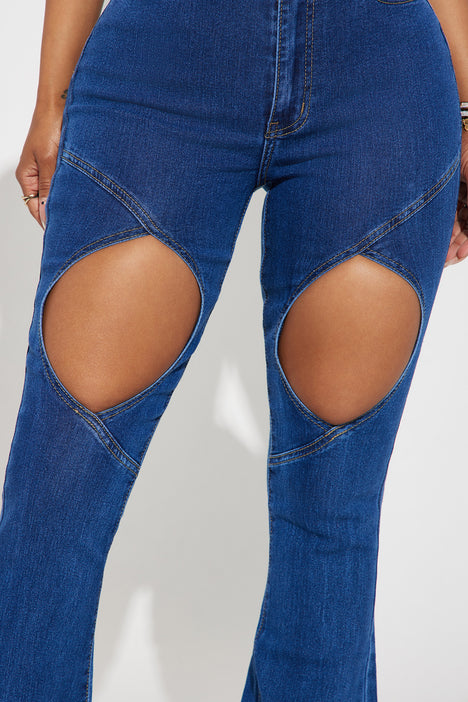 Cut-out-knee Denim Bootcut Jeans