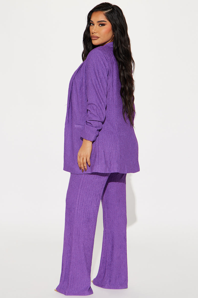 Keep It Classy Textured Blazer Pant Set Purple Fashion Nova