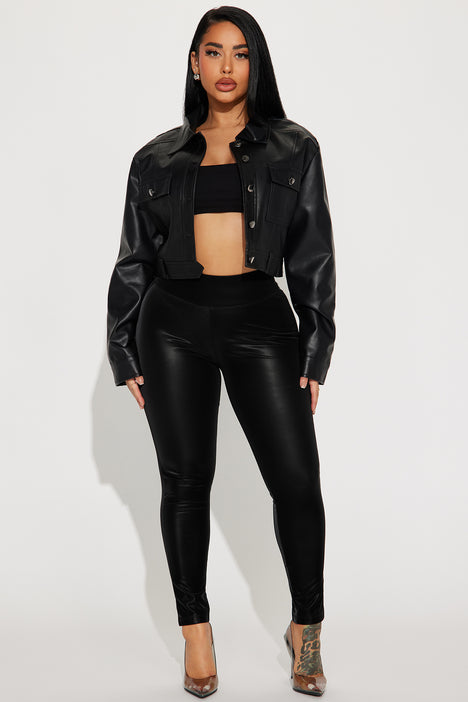 Fashion nova leather leggings top