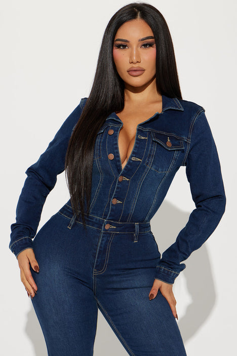 Dakota Denim Jumpsuit - Denim, Fashion Nova, Jumpsuits, jumpsuit jeans 