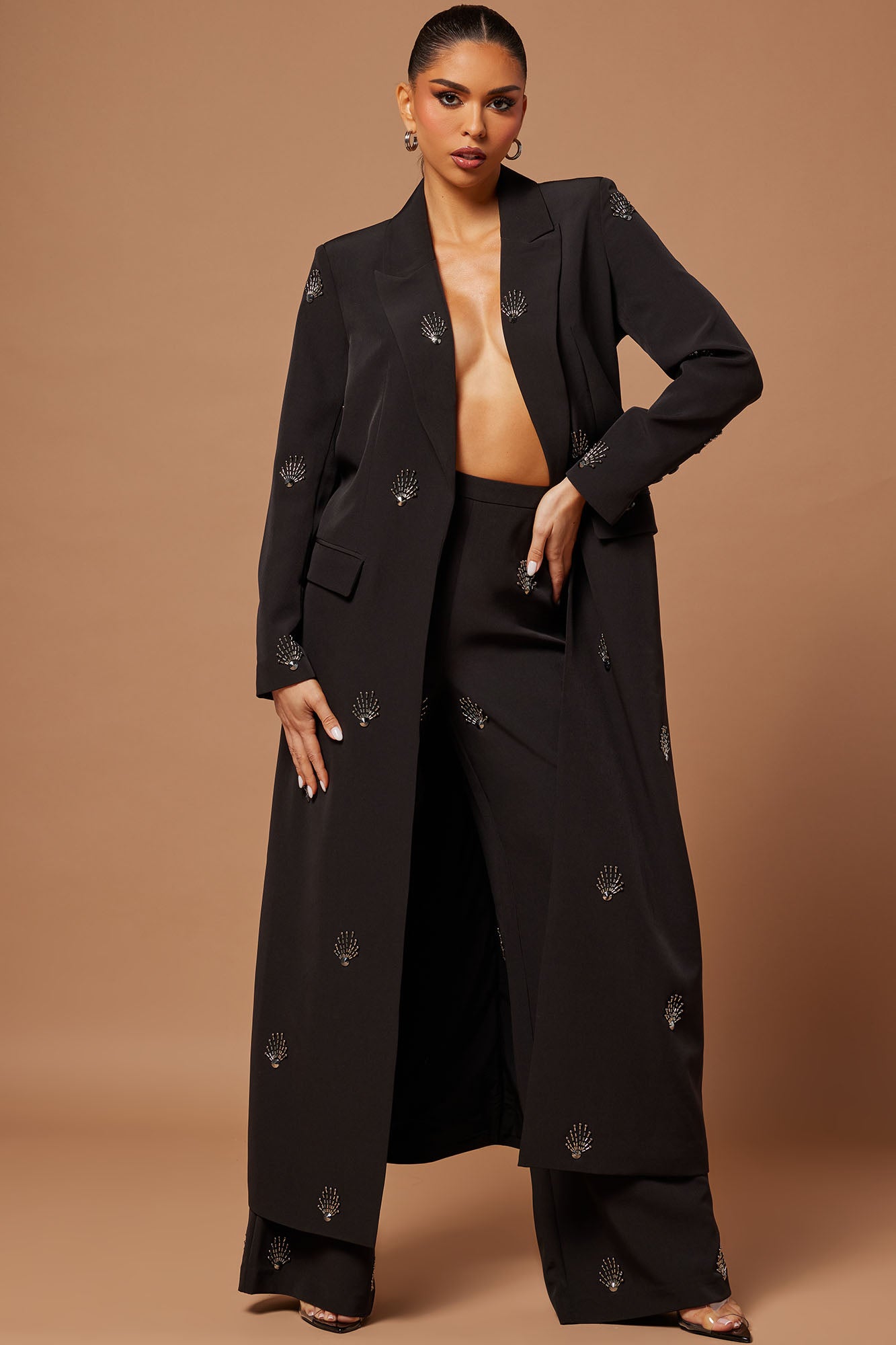 Embellished cheap duster coat
