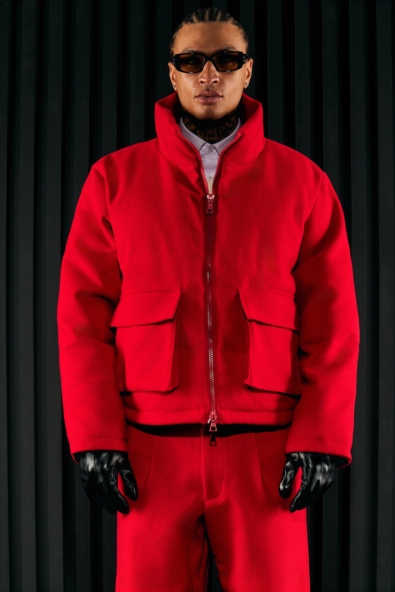 Cropped red puffer on sale