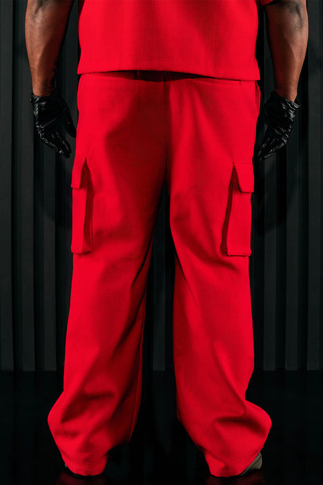 Red cargo trousers mens sale
